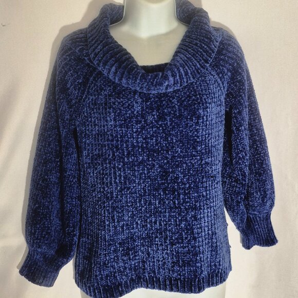 PINK ROSE Pretty Cowl Neck sweater, 2-tone Blue in size small - Picture 4 of 16